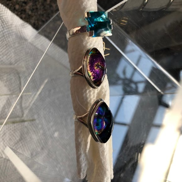 Sterling Ring 7 dichroic glass NEW - Picture 4 of 7